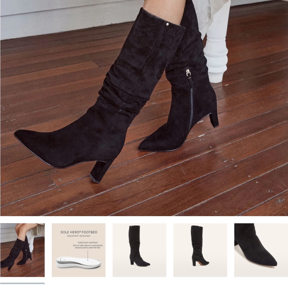 Elegant Black Suede Knee-High Boots